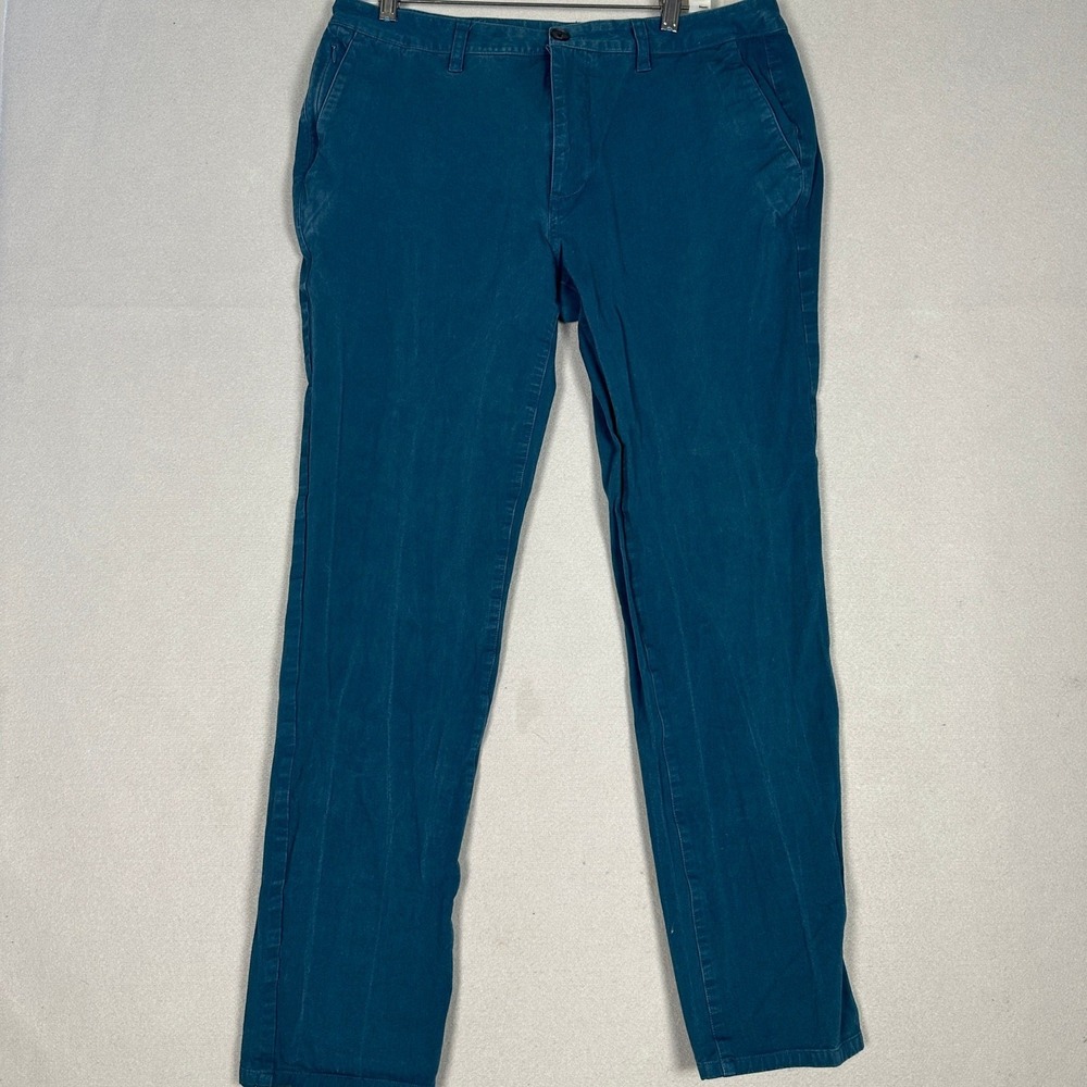 True Classic Pants Mens 36X34 Teal Blue Khaki Chino Slim Straight Leg Stretch